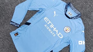 Man City Home Full sleeves Player version 2425 Close View [upl. by Anigroeg294]