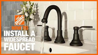 How to Install a Widespread Faucet  The Home Depot [upl. by Naahsar745]