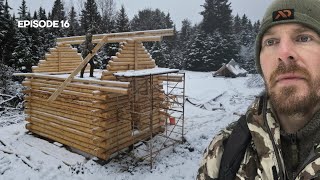 Winter Log Cabin Build on OffGrid Homestead EP16 [upl. by Nagiem351]