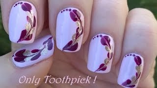 TOOTHPICK NAIL ART 6  DIY Easy Heart Shaped Design [upl. by Wanonah]