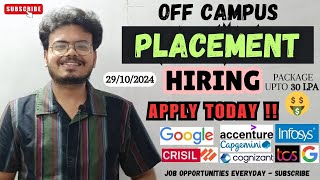 PlacementsJob Opportunities for Freshers at MNCs GoogleInfosys amp Startups 30LPA🤑29102024 [upl. by Arikahc717]