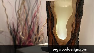 Epoxy LED lamp  poplar wood clear epoxy and phosphorescent pigment [upl. by Poppo]