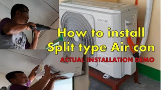 Actual Installation of Split type Air con [upl. by Anuahc]