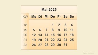 Kalender Mai 2025 [upl. by Maurizio]