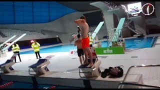 OVERNIGHT CHALLENGE IN OFFICIAL OLYMPIC GAMES POOL the roof was insane police escorted us out [upl. by Mehetabel]