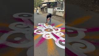 Road Running Rangoli rangoli rangolilover easyrangoli viral creativerangoli roadrangoli [upl. by Bailie]