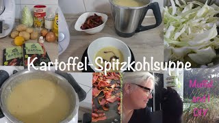 cremige Kartoffel Spitzkohlsuppe mit veganem Bacon [upl. by Fennessy]