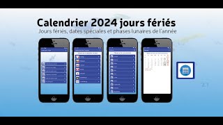 Calendrier 2024 jours fériés [upl. by Lashonde]