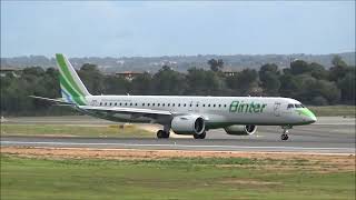 Binter Embraer E195E2 landing and taking off in Palma de Mallorca [upl. by Bywaters]