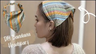 Easy DIY  How to make bandana headband headscarf hair scarf [upl. by Eladroc]