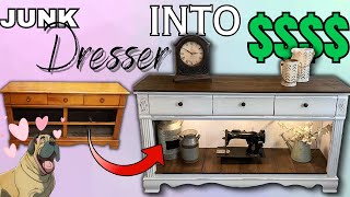 Upcycling Old Furniture Junk Dresser into Hall Table [upl. by Tihom]