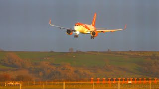 easyJet Airbus A320neo Landing at Bristol Airport during Storm Arwen 4K  27th November 2021 [upl. by Rafferty]