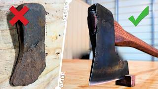 Rusty Axe Turned Into Bearded Viking Axe Restoration [upl. by Ylicis400]