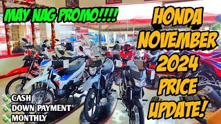 Price Update ng mga Bagong Motor ni Honda Ngayong November All Units Srp Downpayment Monthly [upl. by Ahsikahs]