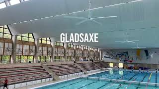 Gladsaxe Aquatic Center svømmehal with HVLS fans by Nordicco in the ceiling [upl. by Ttayw]