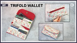 DIY Trifold wallet  Fabric purse wallet  no bias  sewing tutorial Tendersmile Handmade [upl. by Ozan832]