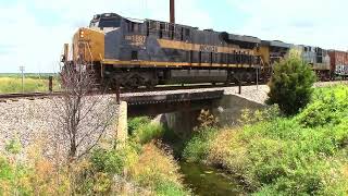 CSX M642 CSX 1897 MON Railroad Heritage Unit CSX 5434 at the Honey Creek Bridge near Reynolds IN [upl. by Laram]