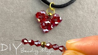 Easy Beaded Heart Tutorial  Learn How to Make a Stunning Heart Necklace using Crystals [upl. by Aniretac]