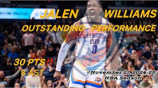 JALEN WILLIAMS 30 POINTS❗️VS PORTLAND TRAILBLAZERS November 21 202425 NBA Season [upl. by Suhail]