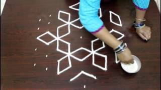 star kolam with 9 to 5 interlaced dots muggulu designs with dots rangoli designs with dots [upl. by Imuy]