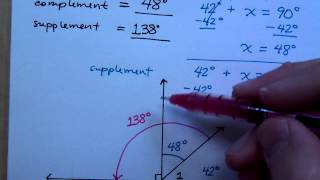 Prealgebra  Part 127 Complementary and Supplementary Angles [upl. by Eyak290]