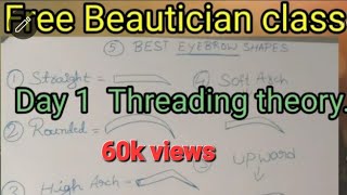 Free Beautician class💯 Day1⃣ threading theory🤔 ಕನ್ನಡ makeup amp beautician training centre [upl. by Janice]