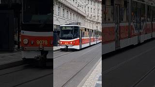 Tram in Prague Tatra KT8D5 trams publictransport [upl. by Nnayrrehs]