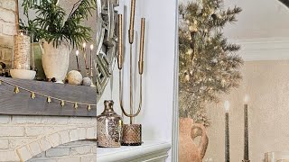 Decorate With Me  2 Christmas Mantels 2023 Pottery Barn Inspired Thanksgiving  Christmas [upl. by Anhsirk]