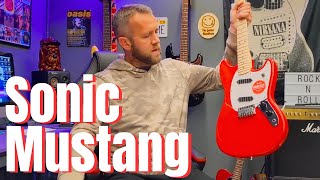 UNBOXING Squier by Fender Sonic Mustang Torino Red Review [upl. by Maiga]