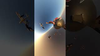 Skydivers Jump and Form Formation in Front of Sunset Sky [upl. by Asabi]