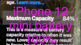 iPhone 12 mini Battery replacement Health 100 without warning message [upl. by Sairu844]