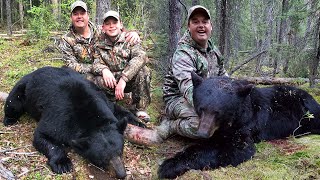 Hunting BIG Black Bears on the Ground at 10ft Exciting Bear Hunt in Manitoba  Canada in the Rough [upl. by Aker781]