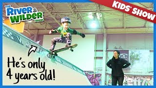 SKATEBOARDING 4 YEAR OLD SKATER FIRST TIME ON HALFPIPE [upl. by Brandais]