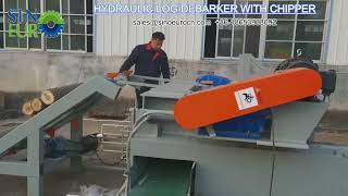 Heavy duty hydraulic log debarker spindleless log debarking machine with waste chipper [upl. by Griseldis]