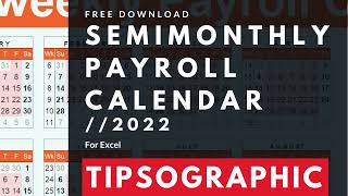 FREE Semimonthly Payroll Calendar Excel  2022 [upl. by Leoni]