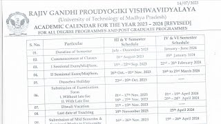 Academic Calendar 202324  RGPV BTech 2nd3rd Year Time Table  RGPV Big Update [upl. by Campos835]