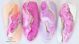 Easy marble nail art Marble nails with sugaring Summer nail design for beginners [upl. by Mills]