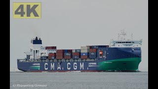 CMA CGM TIVOLI  Shipspotting Germany 🇩🇪 IMO 9961312  River Elbe near City Otterndorf  4K VIDEO [upl. by Mabelle92]