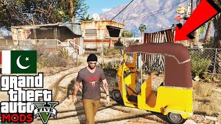 GTA V Real Life Mods  CNG Auto Rickshaw Race Offroading with Saazgar Ricksha  GTA 5 Pakistan [upl. by Babita44]