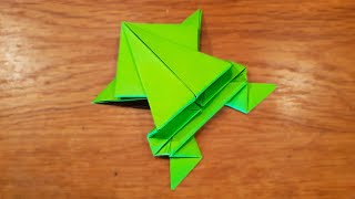 Origami Jumping Paper Frog  How To Make a Fidget Toy [upl. by Pallua]