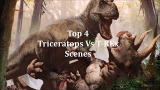 Top 4 Epic Triceratops Vs T Rex Scenes [upl. by Atinram]