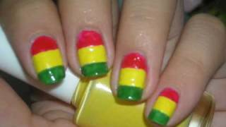 Nail Design Tutorial Girly Rasta Nails [upl. by Valaria]