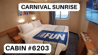 Carnival Sunrise Cabin 6203 Category 4J  Interior Stateroom with Picture Window [upl. by Rondon]