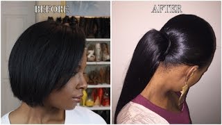 How To Sleek Ponytail On Short Natural Hair [upl. by Enelloc]