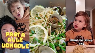 Making Pasta alle vongole for my 3 year old Levi [upl. by Pelmas924]