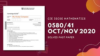 058041ON20  Easy Step by Step Solutions  CIE IGCSE MATHS PAPER 4 EXTENDED OCTNOV 2020 [upl. by Leo]