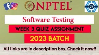 Software Testing IIITB Week 3 Quiz Answers Solution  NPTEL 2023  SWAYAM [upl. by Aliahkim755]