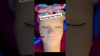 ASMR Shaving my Doll  Dermaplaning  Full Video on GinaWhispers ASMR shorts relax [upl. by Lerrehs]