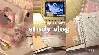 5am study vlog 🍵📔 5am morning routine cafe study lots of studying hauls and more [upl. by Nitsu]