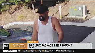 Irvine police are looking for a porch pirate whos been stealing packages from front steps for years [upl. by Neelie526]